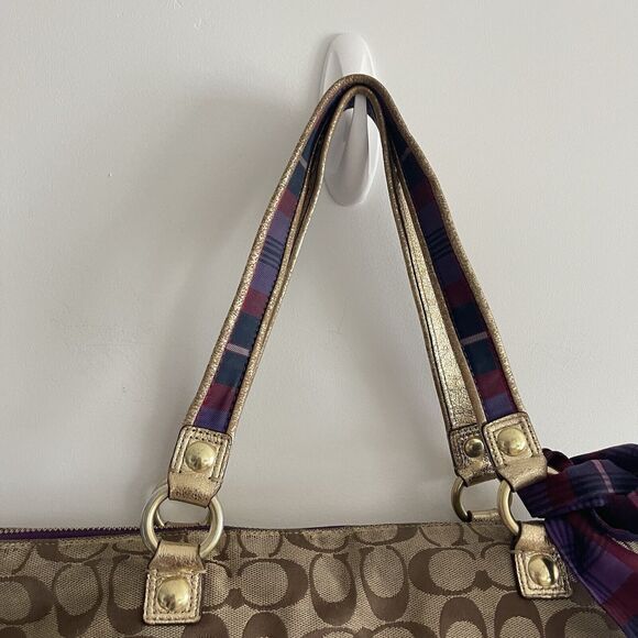 Coach Poppy Tartan Plaid Glam 15882 Shoulder Handbag Tote - RARE y2k grunge - Picture 6 of 16